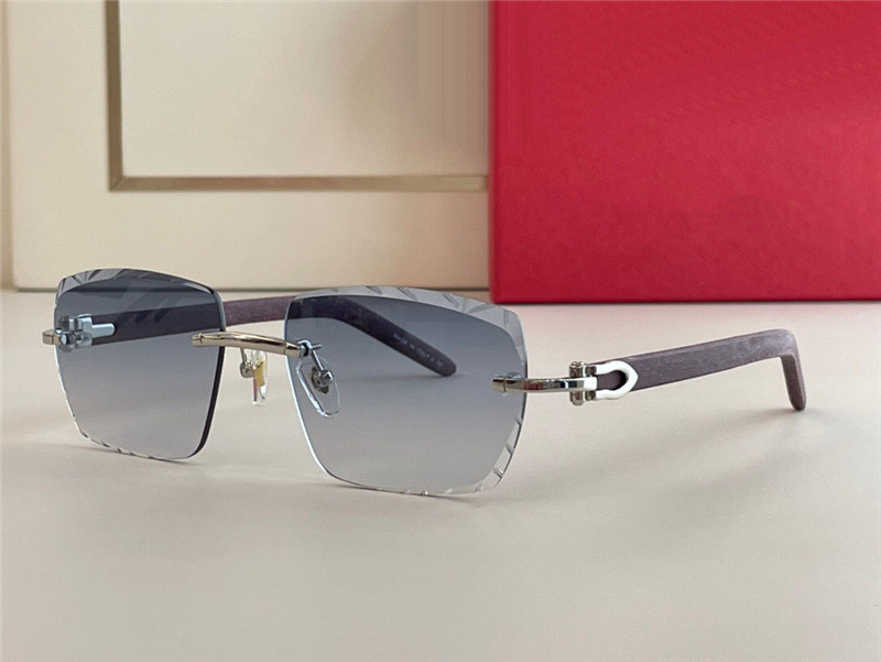 Nouvelles lunettes de soleil design de mode 0013 lentilles carrées sans monture temples en bois style simple et populaire lunettes de protection UV400 en plein air