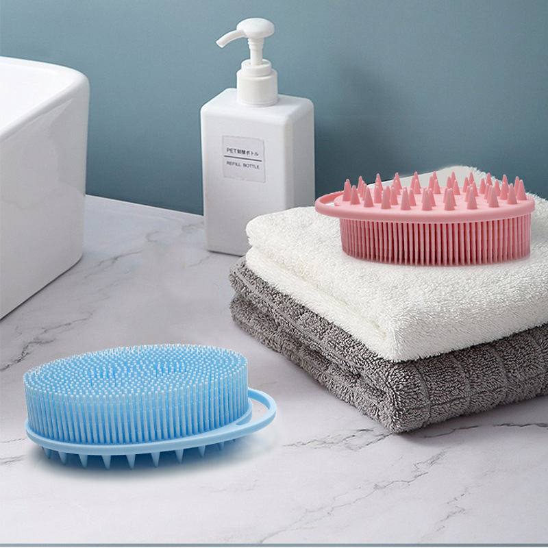 Silicone bain moussant brosse Double face bébé corps brosses Massage cuir chevelu dos frottement bains peau propre brosse de douche