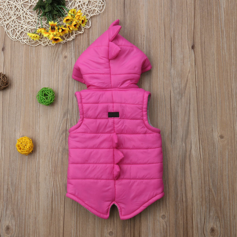 Gilet belle bébé fille chaud dinosaure manteau à capuche mignon enfant sans manches veste chaude vêtements d'extérieur fermeture éclair automne gilet gilet hiver 220905