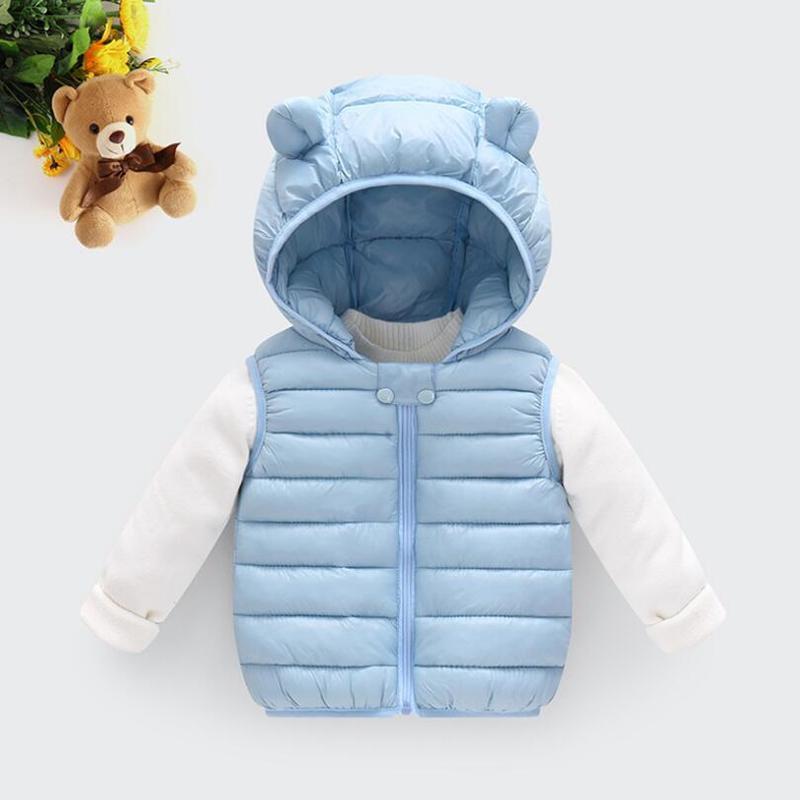 Vest Kinderen Down Katoen Hooded Vest Warme Winter Mouwloze Kinderen Peuter Meisjes Jongens Jas Uitloper Baby Baby Herfst Kleding 220905