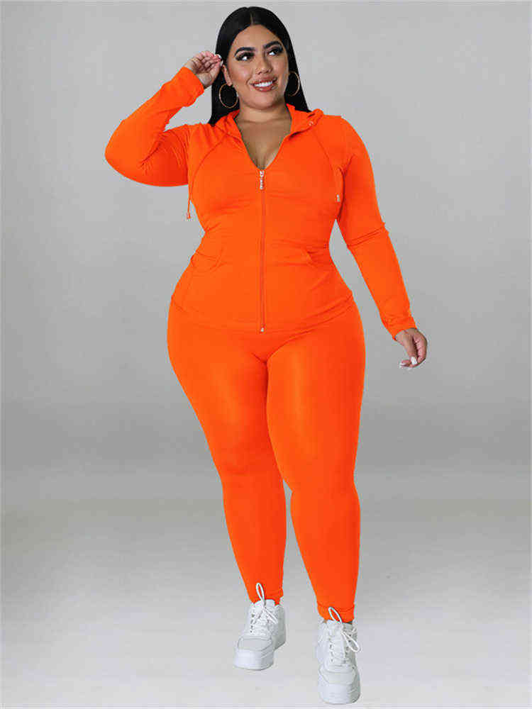 Women's Plus Size Tracksuits Wmstar Two Piece Outfits Women Hoodies Sweatsuit Leggings Pants Sets Solid Stretch Matching Wholesale Dropshipping New L220905