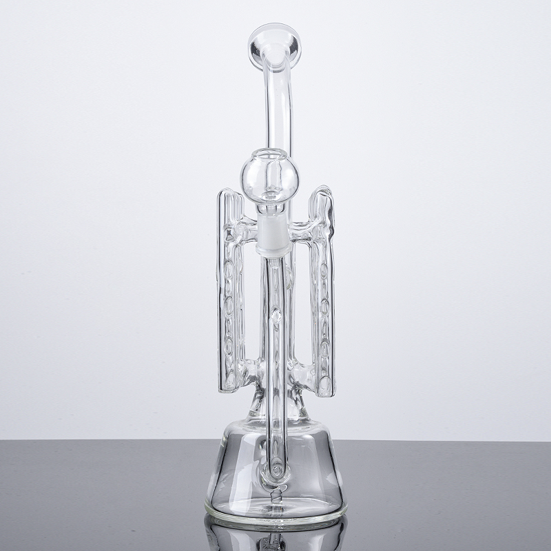 Narghilè trasparenti In stock 14mm Giunto maschio Inline Perc Swiss Percolator Recycler Dab Oil Rigs Accessori fumatori Bong in vetro acqua con chiodo Dime