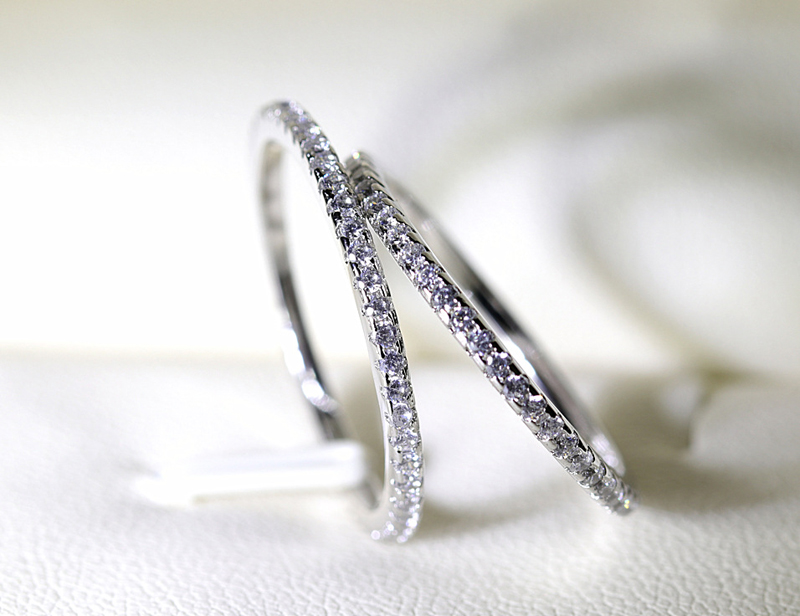 S925 Silver Round Small Zirconia Diamond Rings for Women Classic Simple Trendy Stacking 웨딩 밴드 Fine Jewelry JZ094