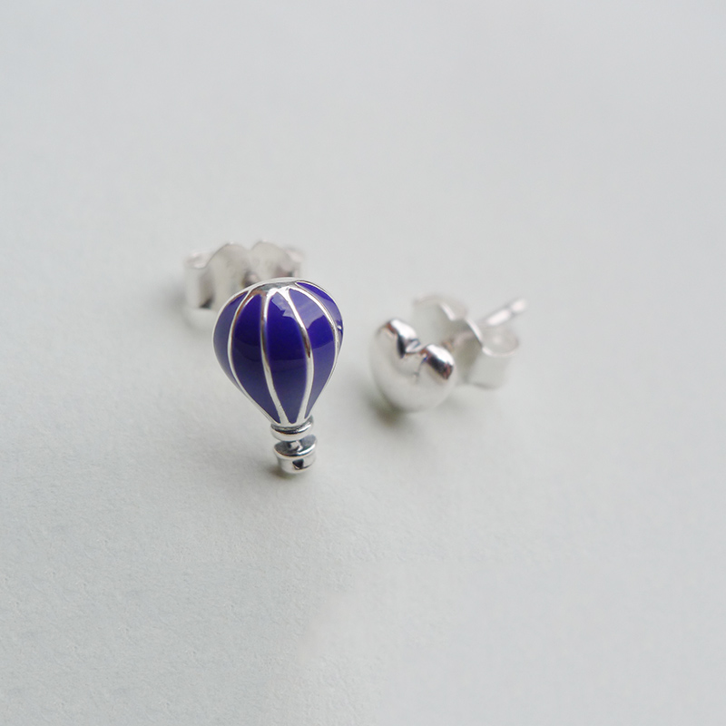 Hearts and Blue hot balloon Stud Earring Real Sterling Silver Women Wedding Party Jewelry with Original Box Set For pandora girlfriend gift Earrings
