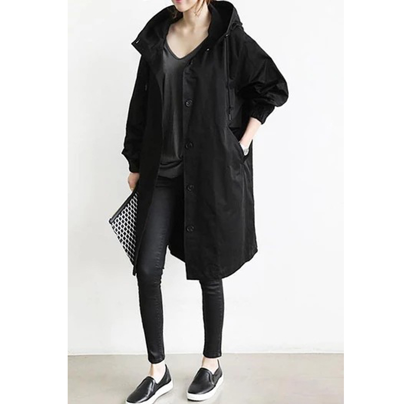 Femmes Trench Coats Long Femme Automne Haut À Manches Solide Poche Casual Femmes Vêtements Lâche Angleterre Style Jacke 220905