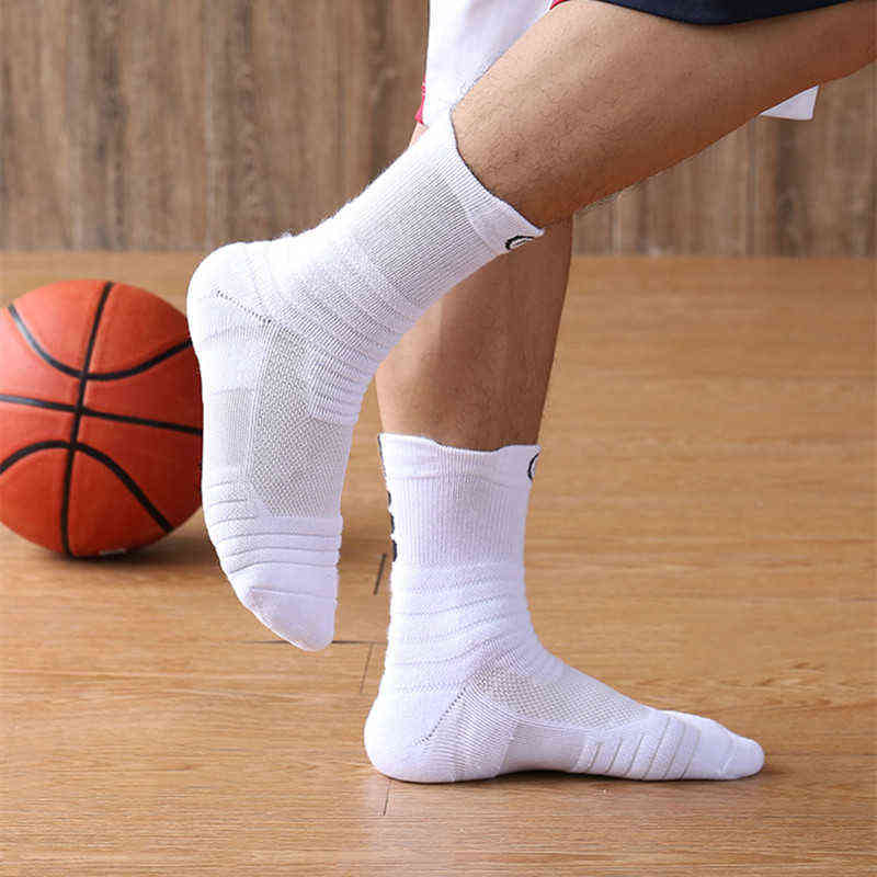 Meias atléticas 3 pares homens compressão esportes respiráveis ​​Ciclismo de basquete preto cinza branco confortável muito elástico L220905