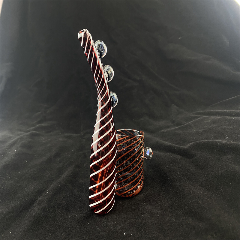 Hookahs American red and yellow flash stripe with3 opals 3 marbles proxy hookah long handle thread smoking pipeconcessions only sale glass