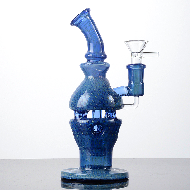 8 pollici nuovi narghilè unici Faberge Fab Egg Bong Blue Heady Glass Bong Soffione Perc Percolatore Dab Rigs Tubo piegato Tubi acqua in vetro con ciotola comune da 14 mm