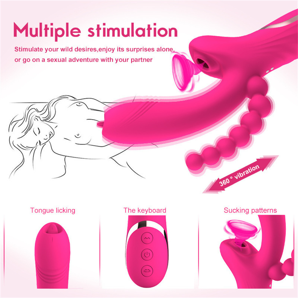 Skönhetsartiklar 3 i 1 klitoris sugande vibrator för kvinnor klitoris sucker anal pärlor g-spot stimulering sexiga leksaker dildo massager kvinnlig onani