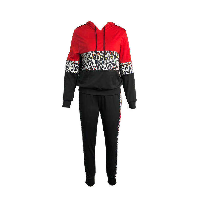 Spårar i kvinnors plusstorlek Set kvinnor Leopard långärmad hoodie och byxor passar damer jogging kostymer sport outfit tracksuit dropshipping grossist l220905