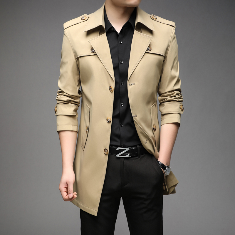 Мужские куртки весенняя мужская траншея мода в стиле Англия Длинные Тренчива