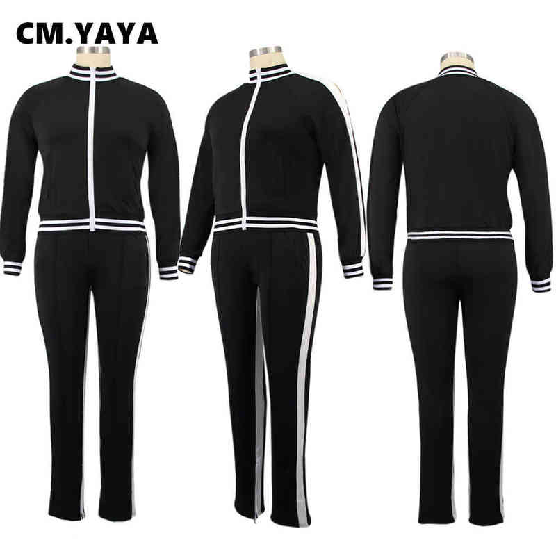 Kadınlar artı boyutu izleme cm. Yaya artı boyutu L-5XL Sweatheruit kadın set sweatshirt jogger pantolon set aktif eşofman iki parçalı kıyafet set sportif cepler l220905