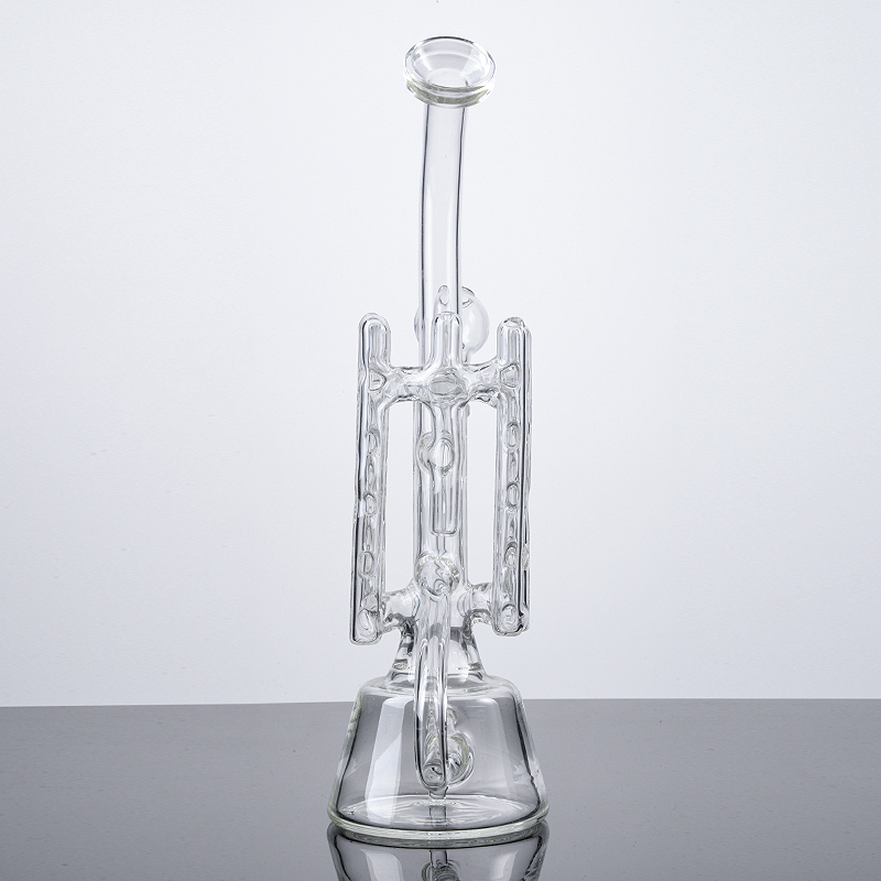 Disponibile Bong in vetro Fumatori Narghilè Percolatore in linea Tubi acqua Swiss Perc Bong con giunto maschio da 14 mm con protezione unghie in vetro Riciclatore Rig Olio Dab Rigs