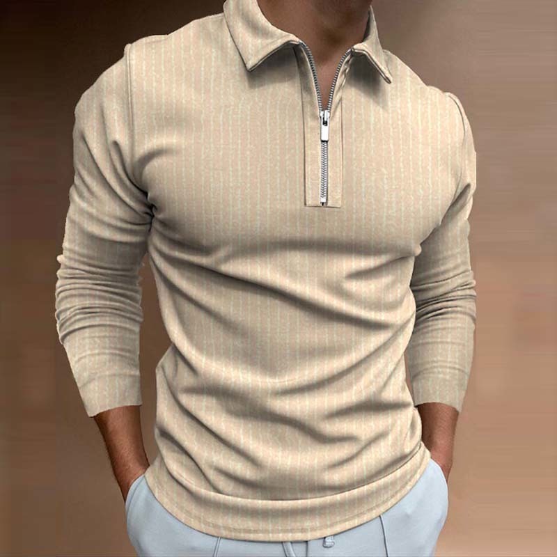 Polos pour hommes Hommes Polo à manches longues Fermeture à glissière Design Col rabattu Polos de couleur pure Vêtements pour hommes Streetwear Casual Mode Hommes Tops 220905