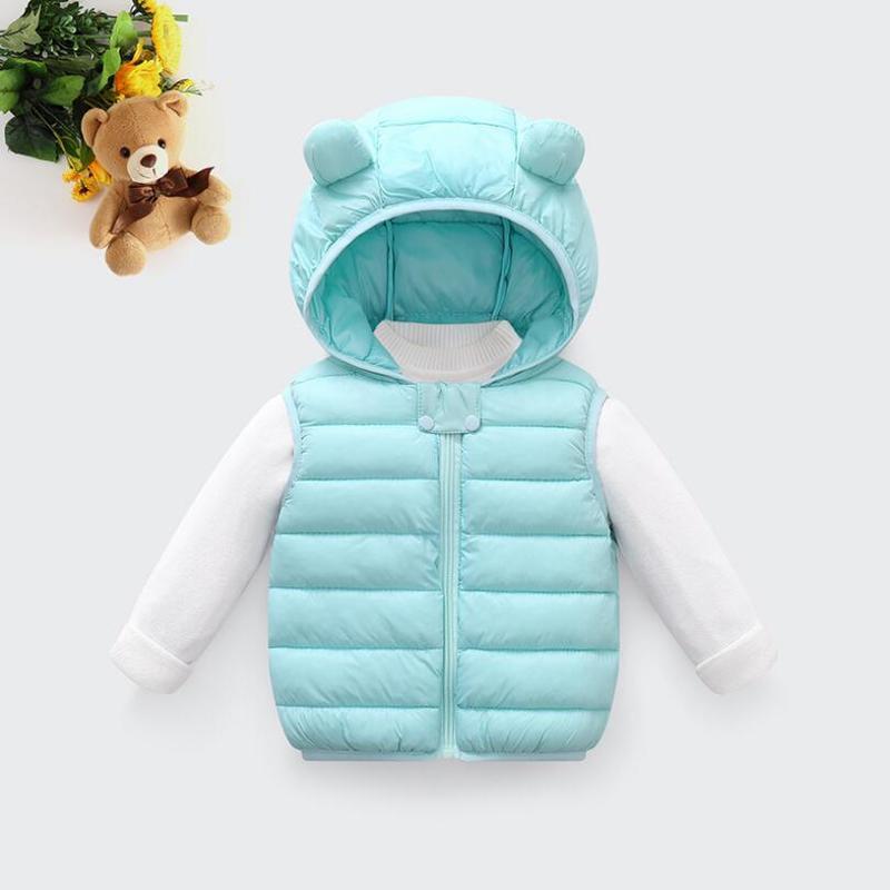 Vest Kinderen Down Katoen Hooded Vest Warme Winter Mouwloze Kinderen Peuter Meisjes Jongens Jas Uitloper Baby Baby Herfst Kleding 220905