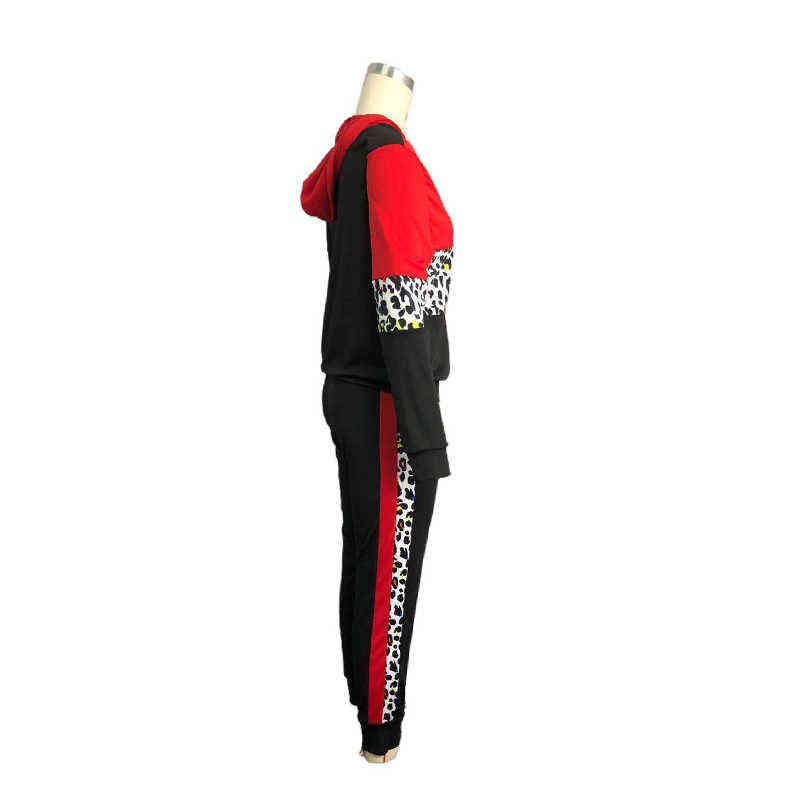 Spårar i kvinnors plusstorlek Set kvinnor Leopard långärmad hoodie och byxor passar damer jogging kostymer sport outfit tracksuit dropshipping grossist l220905