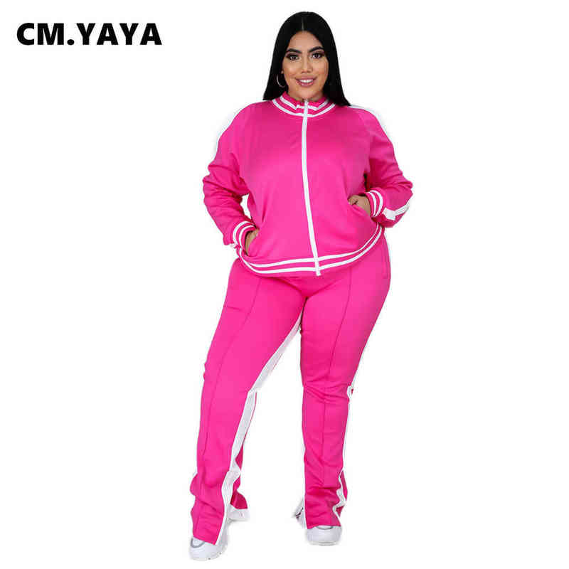 نساء زائد الحجم المسارات CM. Yaya Plus Size L-5XL Sweatsuit Women Tet Sweatshirt kogger pants وضعت لعبة Tracksuit نشطة من قطعتين مجموعة جيوب رياضية L220905