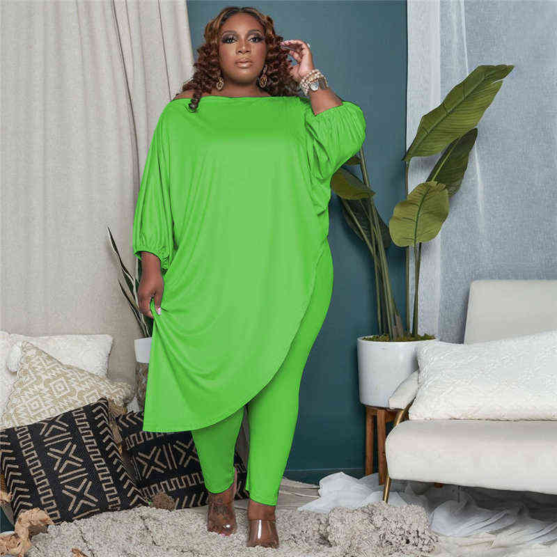 Survêtements de grande taille pour femmes, plus la taille des vêtements pour femmes L-5XL automne hauts à manches longues et leggings solides vêtements de détente décontracté deux pièces ensemble livraison directe en gros L220905