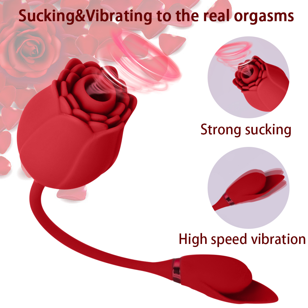 Articoli di bellezza Rose Vibator Toy le donne Succhiare il vibratore Potente Stimolazione del clitoride della vagina Ventosa del capezzolo Masturbazione femminile Prodotto sexy adulti