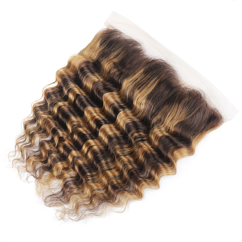 Yirubeauty Brazilian P4/27 Piano Color Loose Deep Bundles com 13X4 Renda Frontal Baby Hair Produtos Encaracolados 10-28 polegadas