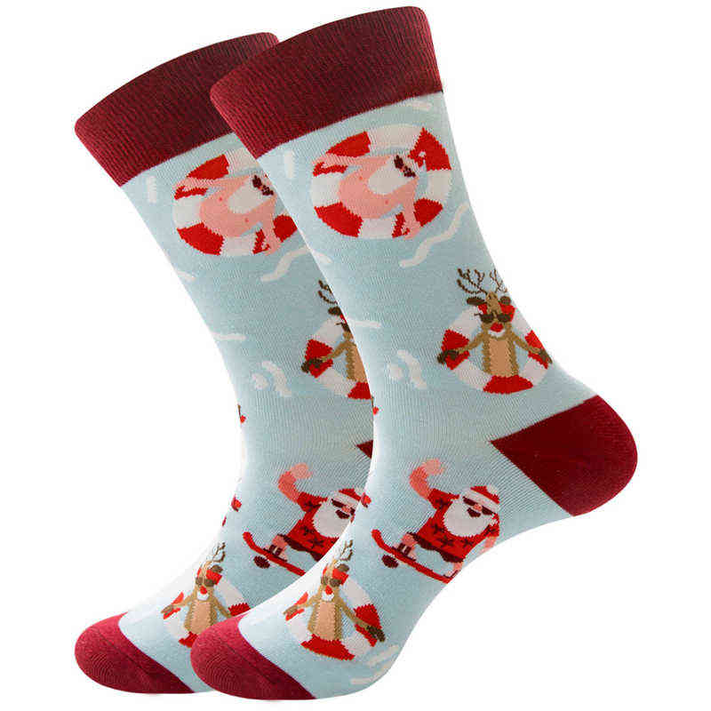 Athletische Socken 2020 Herbst Win Männer Weihnachtsbaum Schnee Geschenk warme Baumwollstrumpf Neujahr lustige Geschenke Santa Persönlichkeit Mode L220905