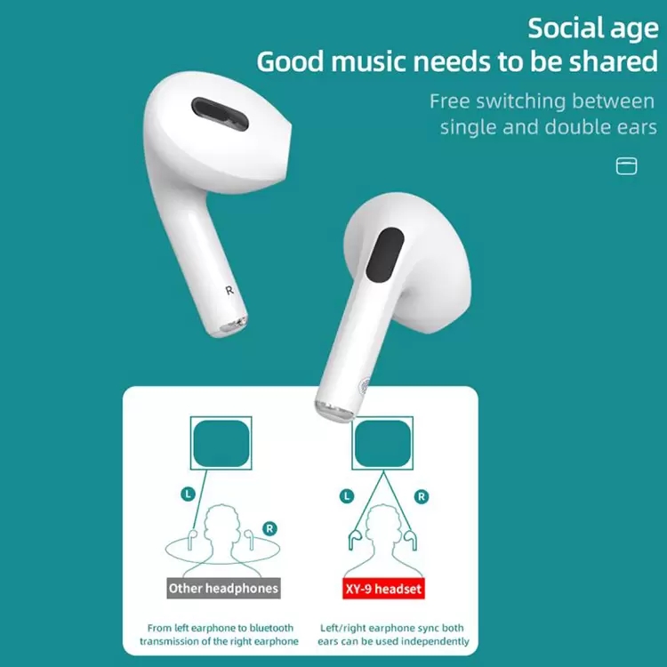 Kontrola głośności TWS Bluetooth Słuchawki bezprzewodowe wkładki douszne Wodoodporne słuchawki do telefonu komórkowego Ucha zestaw słuchawkowy XY-9