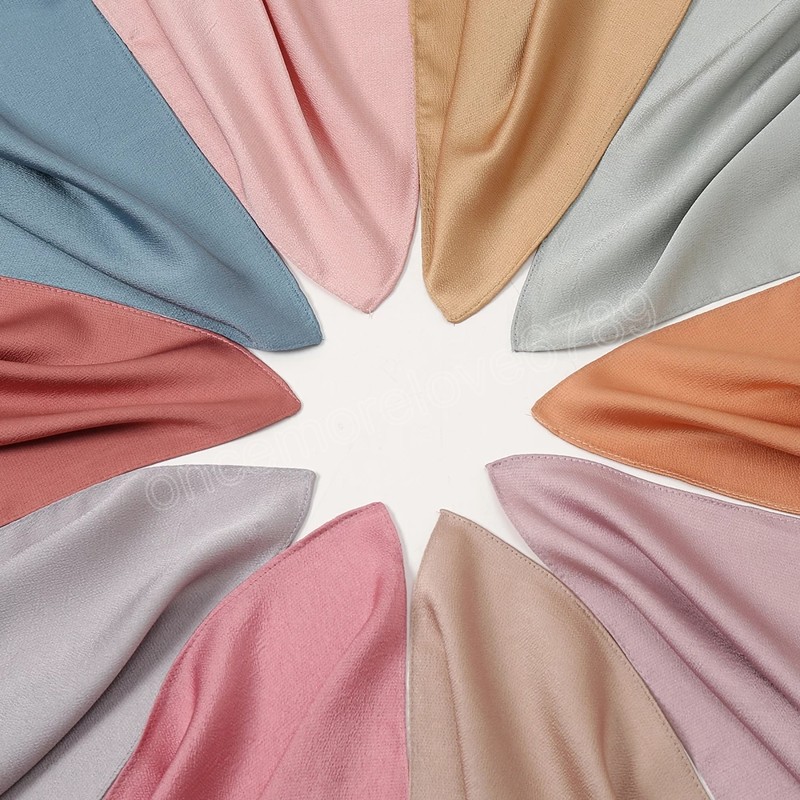 Luxo bandana plissada cetim lenço hijab feminino lenço na cabeça de xale muçulmano envolve a faixa da cabeça, turbante sólido