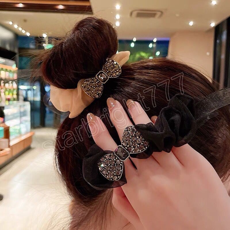 Mode Frau Spitze Strass Haar Krawatten Koreanischen Stil Haarband Scrunchies Mädchen Pferdeschwanz-halter Gummiband Haar Zubehör