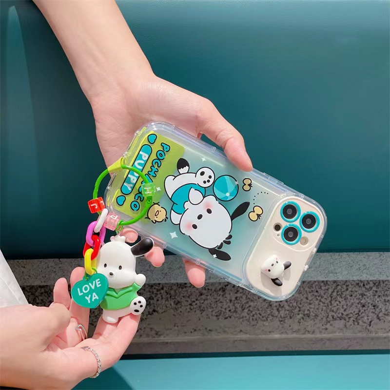 Flip Mirror Phone Cases iPhone 13 Pro Max 11 12 14 Max XS X XR Silicone Cartoon All-Pack Soft Shell Bracelet pendant