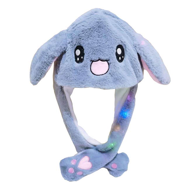 Bunny Ear Move Glowing Hat Rabbit Led Light Jumping Funny Plush Ear Moving Cartoon Hat for Kids Girls Cosplay Party Hallowee Cap souvenir