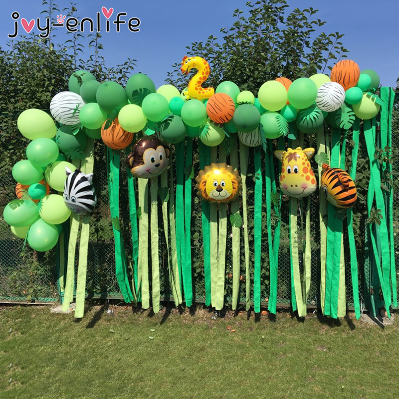 Outros suprimentos de festa de evento Jungle Safari tema Party Balloon Garland Kit Animal Balloons folhas de palmeira para crianças meninos festas de aniversário decoração de chá de bebê 220906