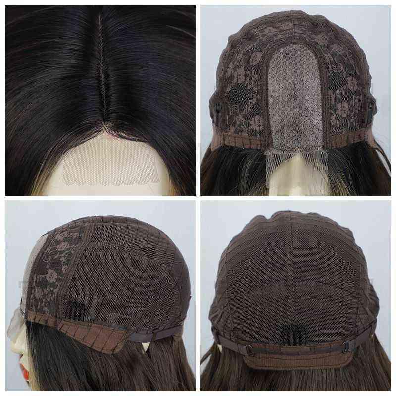 360 150% Nxy Wigs Women's Front Lace Middle Sub Small Pick Dye Long Curly Hair Chemical Fiber Headgear Baby Hair