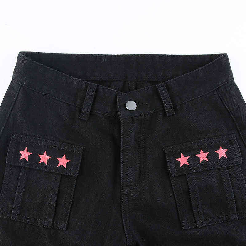 Jeans para mujer SUCHCUTE Gothic Vendaje Jeans Mujeres Oscuro Académico Cintura baja Pantalón de pierna ancha Harajuku Vintage Emo Hip Hop Denim Pantalones Punk Estilo T220825