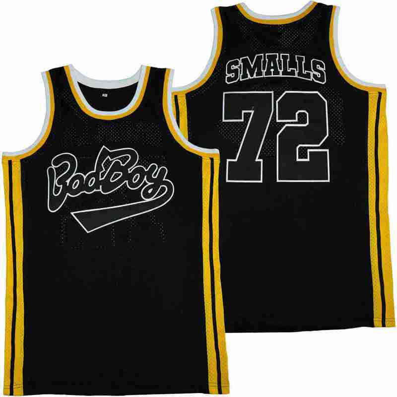 College Wears Men Notorious Badboy Bad Boy 72 10 Biggie Smalls Film Basketball Jersey Cousu Couleur de l'équipe Noir Blanc Jaune Gris Alternatif