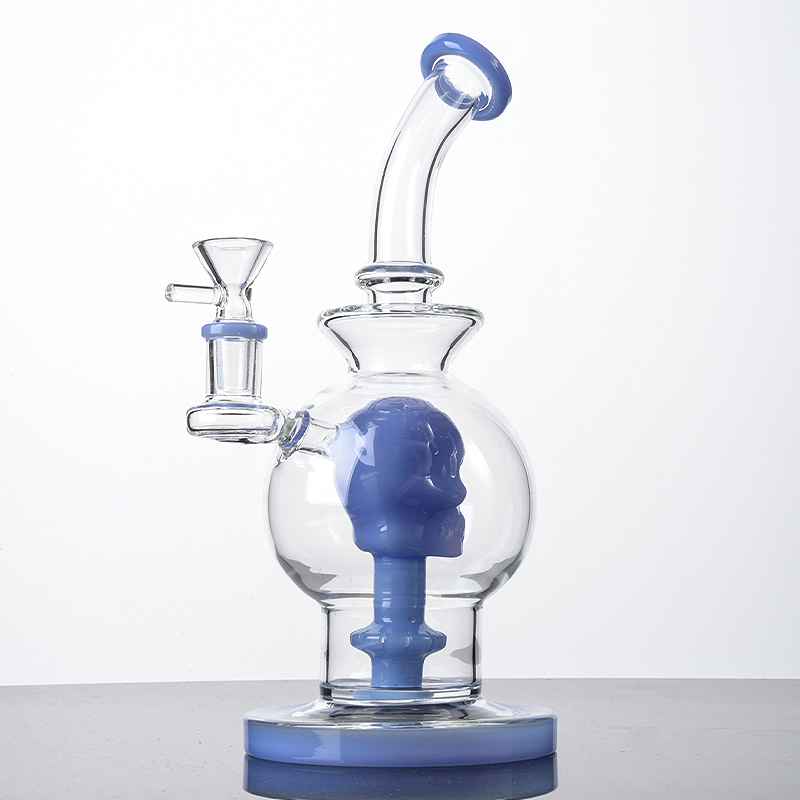 10-Zoll-Kugel-Stil-Wasserpfeifen 14-mm-Innengewinde Glasbongs Schädel-Duschkopf Perc Dab Bohrinseln berauschende Wasserpfeifen mit Schüssel WP2281