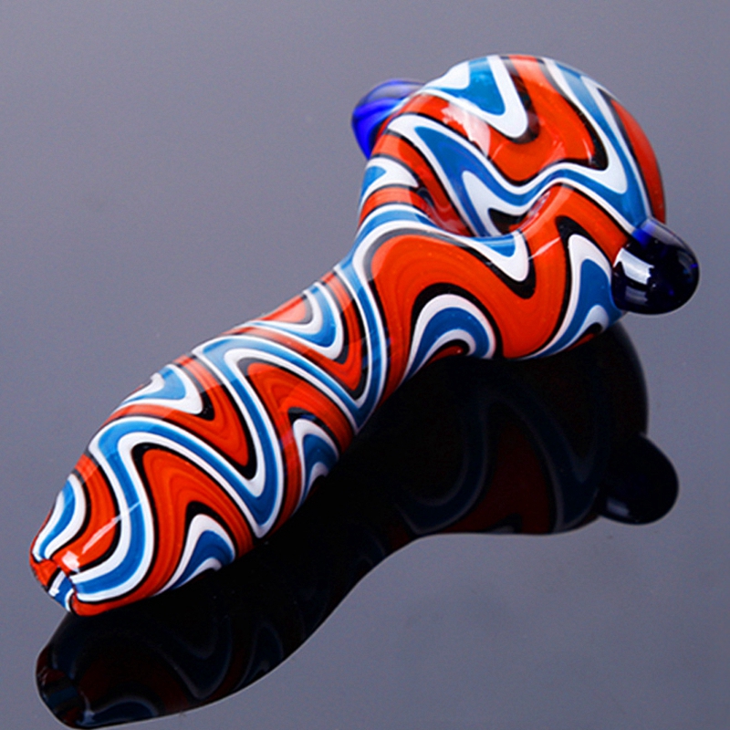 Latest Colorful Wig Wag Thick Glass Pipes Portable Innovative Design Spoon Bowl Dry Herb Tobacco Filter Bong Handpipe Handmade Oil Rigs Smoking DHL