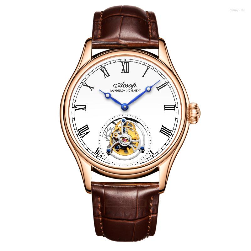 Orologi da polso GIV Flying Tourbillon Meccanico Scheletro Orologio di lusso Movimento uomo Zaffiro Orologi impermeabili Man238o