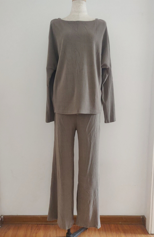 Kvinnor Tvåbitar byxor Fashion Tracksuit Kvinnor Stickad långärmad Oneck Pullover Tröja Wide Leg Pants Casual Loose Suit Female Set 220906