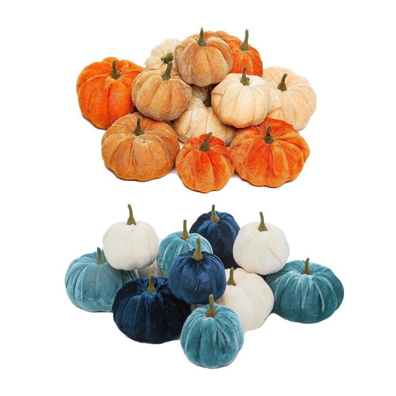 Objetos decorativos Figuras feitas de veludo feitas à mão Decoração de Halloween Super macio abóbora recheada com abóbora artificial requintada 220906