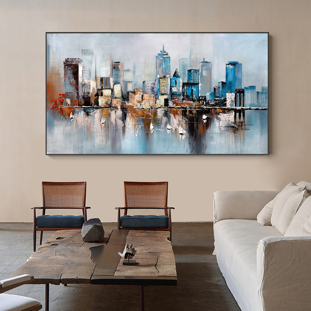 Abstract City Building Canvas Painting Modern Landscape Posters and Prints Wall Pictures For Cuadros Living Room Home Decor