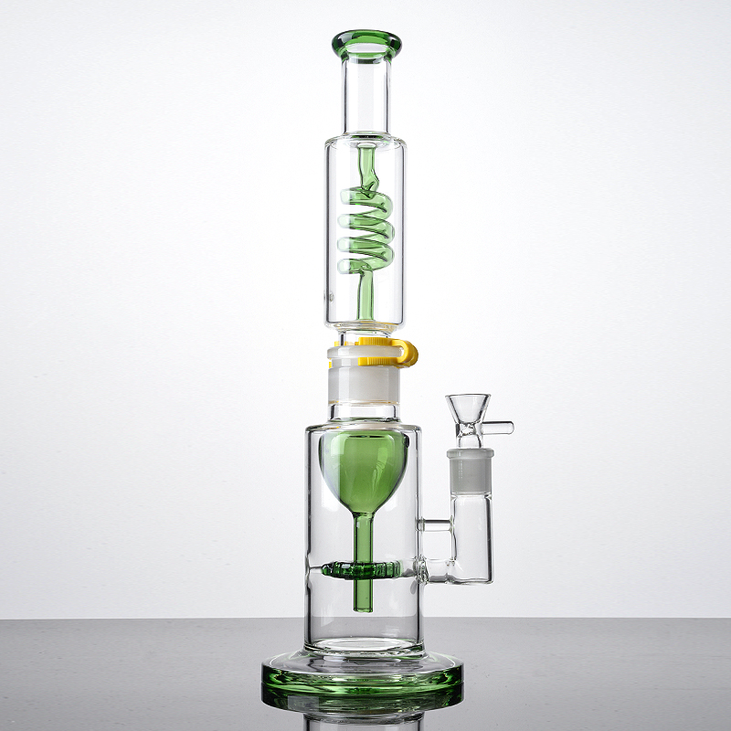 Pour la vente en gros deux styles gros narguilés 18mm joint femelle avec bol en verre bong en ligne perc conduites d'eau 4mm d'épaisseur plate-forme huile dab plates-formes