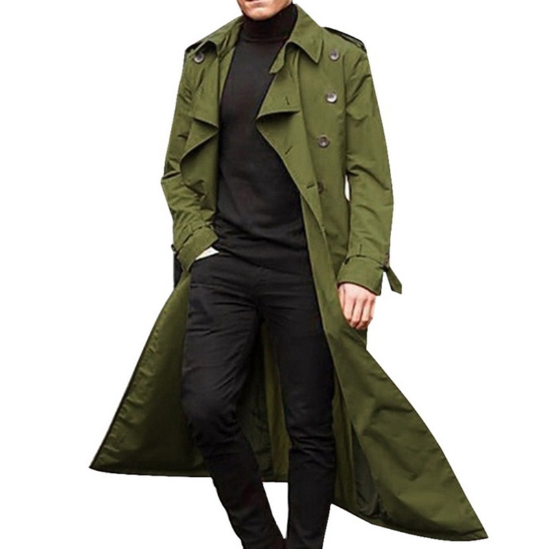 Men's Wool Blends Men Overcoat Vintage Long Trench Coat Men Men trested Jacket Caats Mens Business Black Long Solid Windbreak Coat Outwear 220928