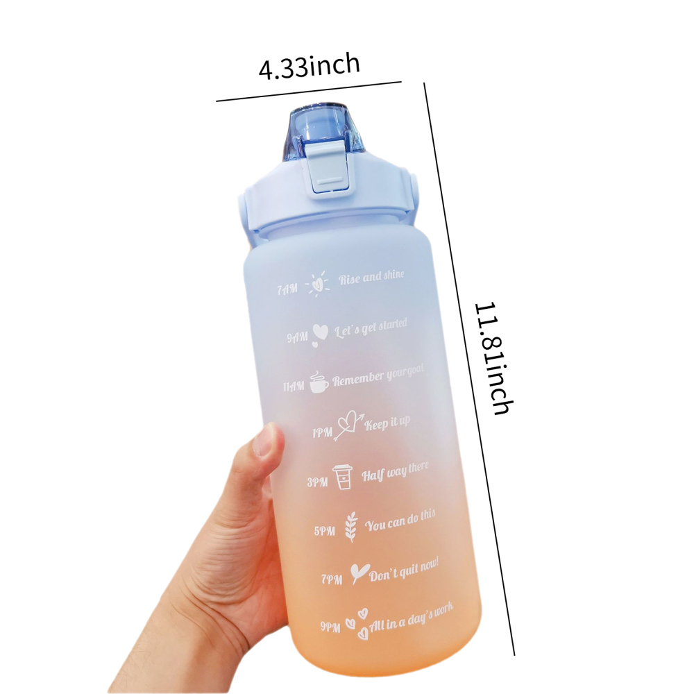 Bouteille d'eau de grande capacit￩ avec des bouteilles de consommation de paille 2L avec poign￩e pour la randonn￩e voyage en plein air sportive gym fitness