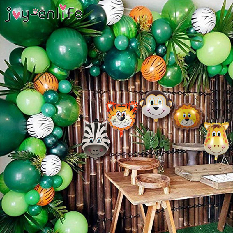 Altri accessori feste eventi 109 pezzi Kit ghirlanda di palloncini feste a tema Jungle Safari Palloncini animali Foglie di palma bambini Ragazzi Festa di compleanno Baby Shower Decor 220906