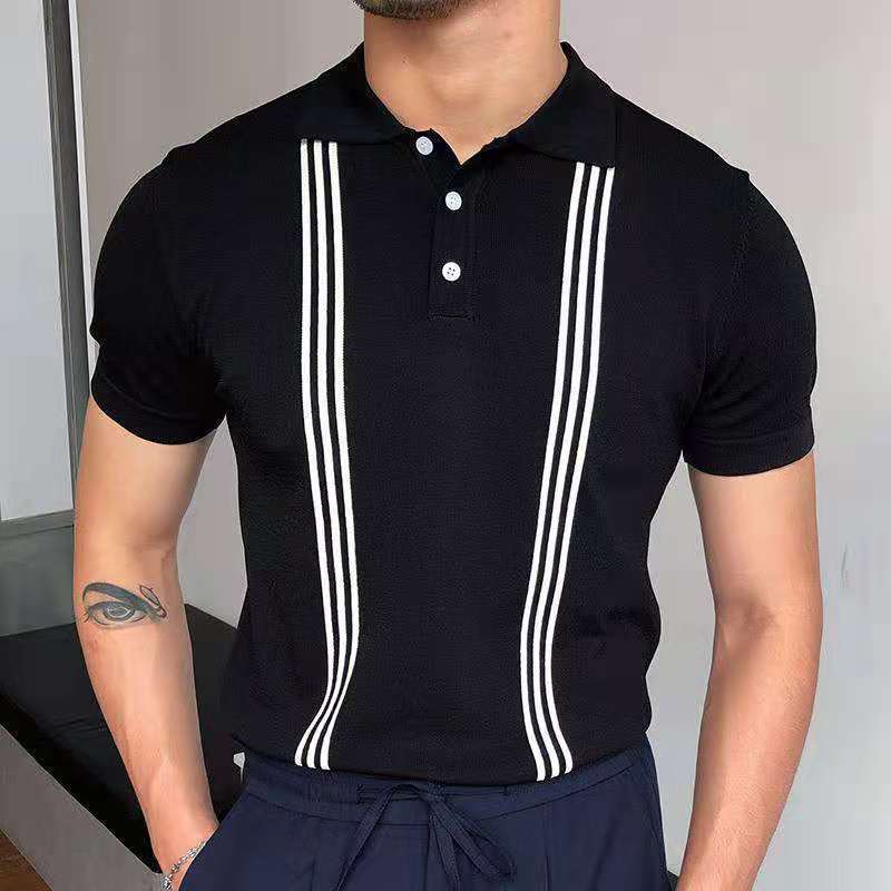 Мужская половая рубашка Polos Men Printe Printe Printe Pactwork вязание повседневное место для лацкана летняя мода Мужская рубашка с коротким рукавом 220906