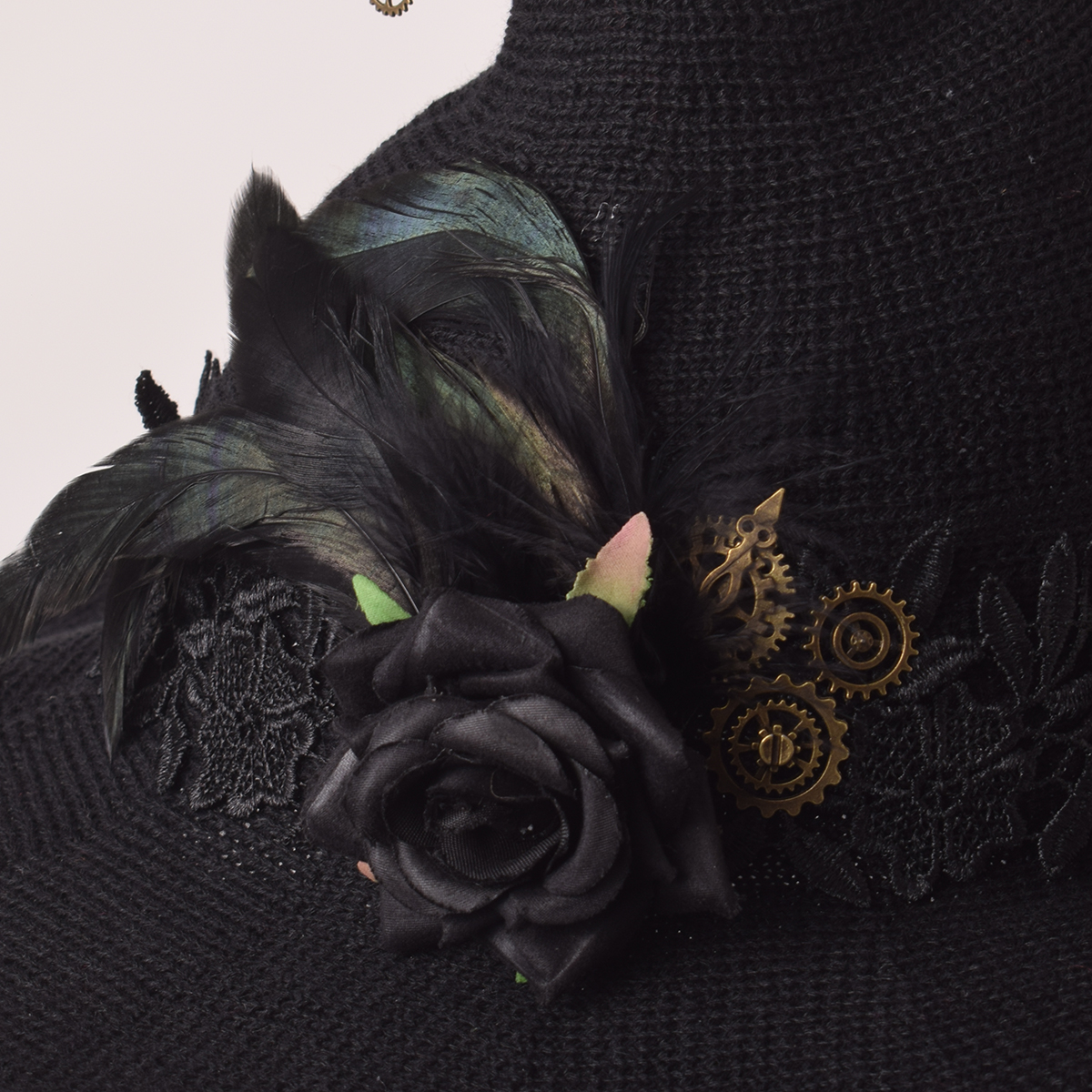 Gotisk punk witch hatt kostym tillbehör kvinnor svart halloween huvudkläder