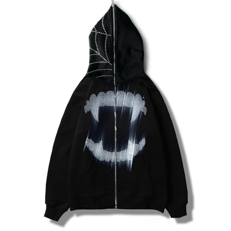 Women's Hoodies Sweatshirts Y2K Cobweb Zip Up Oversized Sweatshirt 2022 Autumn Goth Hoodie Men Women Grunge Hooded Jacket Streetwear Y2K Clothing 220906