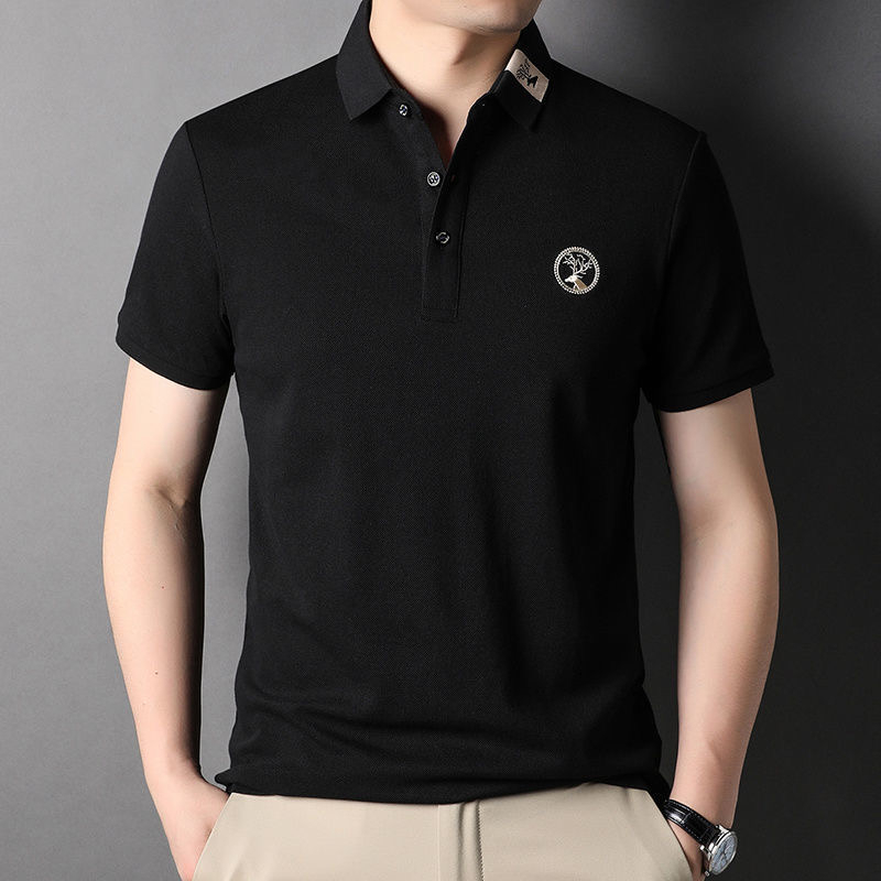 Herenpolo's high-end 100% katoenen poloshirt heren op korte mouw merk herten hoofd borduurwerk t-shirt zomer revers lapel losse casual mode top 220906