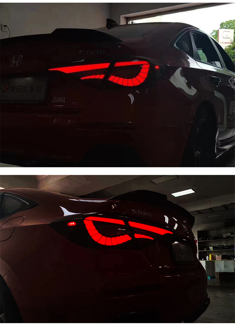 إكسسوارات السيارات مصباح الذيل ل Honda Civic LED Illight 2021-2022 Civic X G11 الإشارة الفرامل الضباب الخلفية