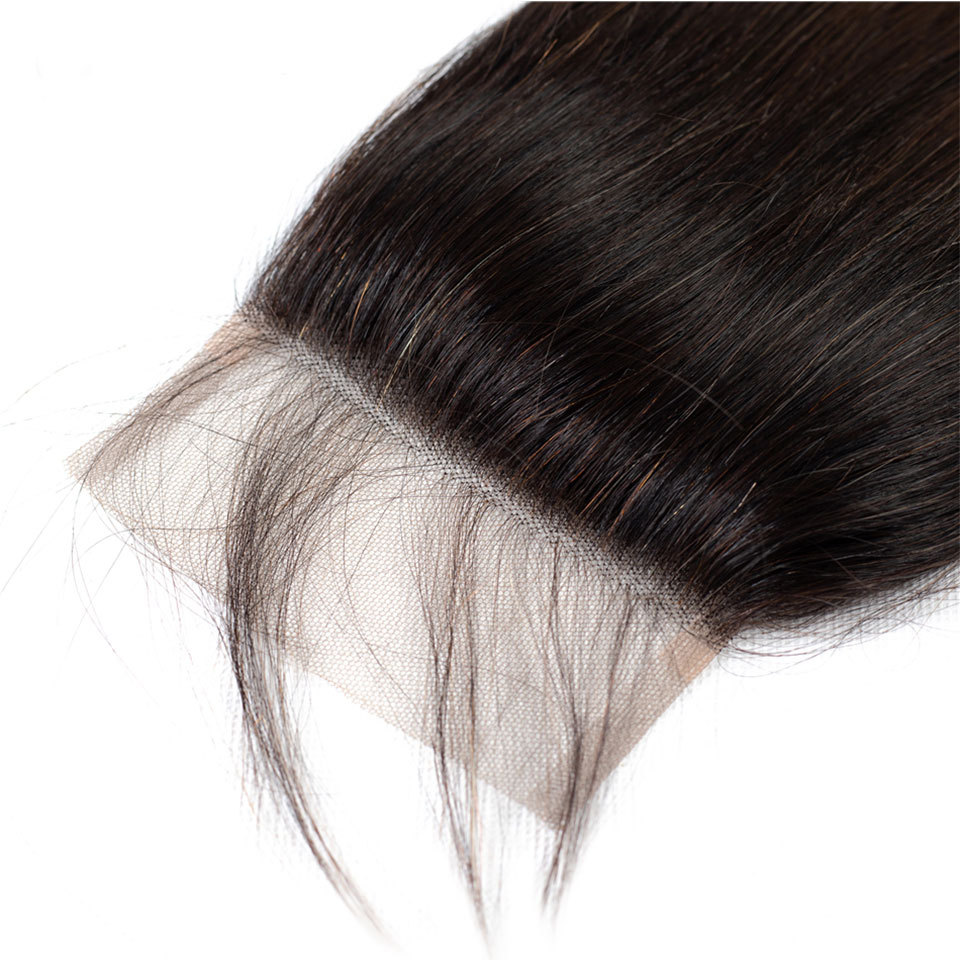 4x4 Zamknięcia koronki prosto 1b/4/27 indyjskie ludzkie włosy trzy darmowe środkowe zamknięcie górne